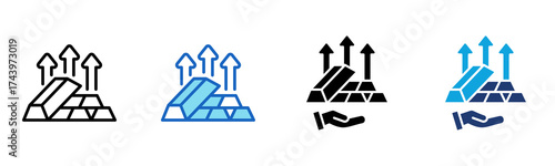 Gold Investment icon Multi Style Vector Illustration