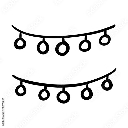 string lights hand drawn icon