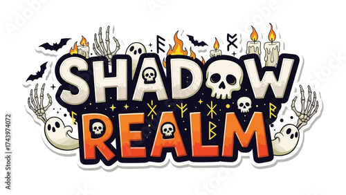 Shadow Realm Sticker: A captivating illustration of a mystical and foreboding realm, filled with enchanting elements perfect for Halloween.