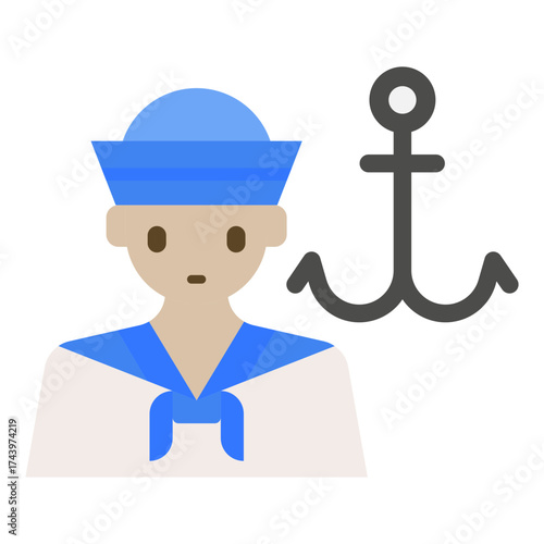 sailor icon in flat style