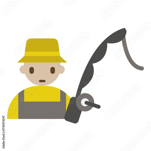 Fisherman icon in flat style