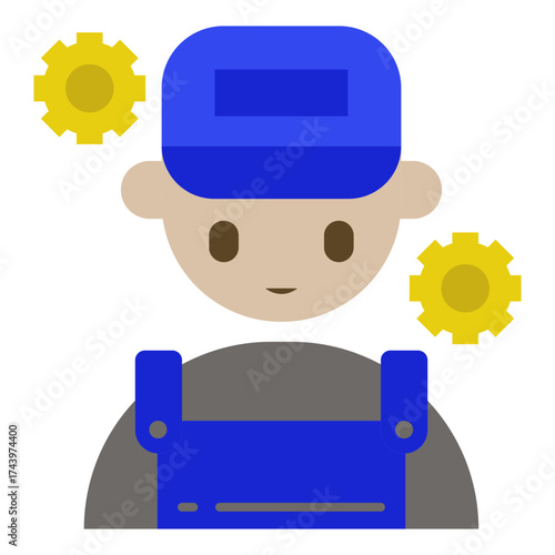 Mechanic icon in flat style
