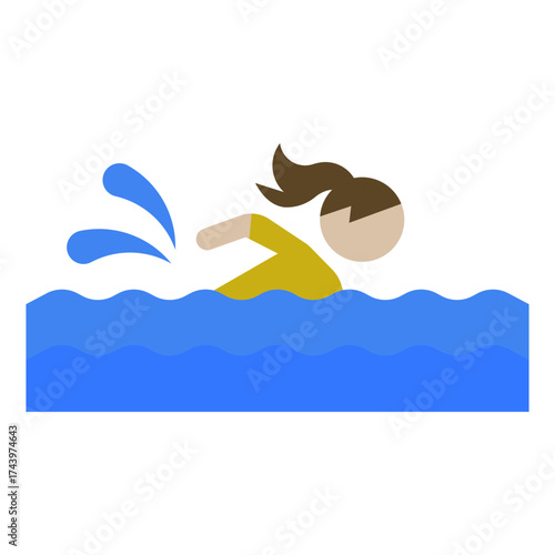 Swimmer icon in flat style