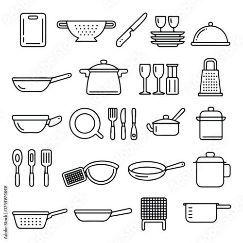Collection of kitchen utensils icons