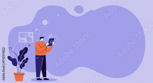 Man engaging with digital content on a tablet in a stylish setting Technology and productivity