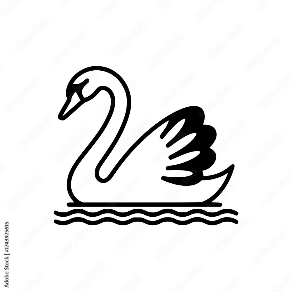 Obraz premium Elegant swan gliding gracefully on rippling water, a symbol of beauty and serenity, perfect for design