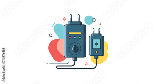 Two battery chargers plugged in and ready to charge devices.