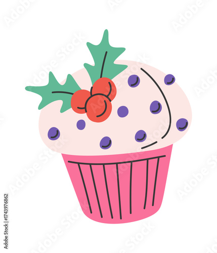 Sweet cupcake Christmas decorated dessert