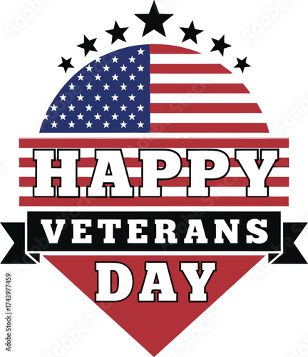 Happy veterans day patriotic american flag stars and stripes