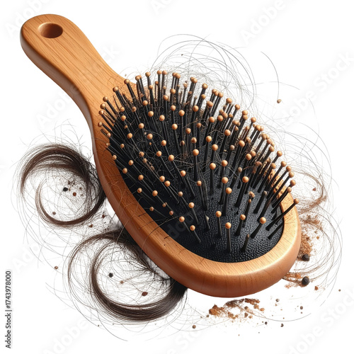 Used hairbrush with tangled hair