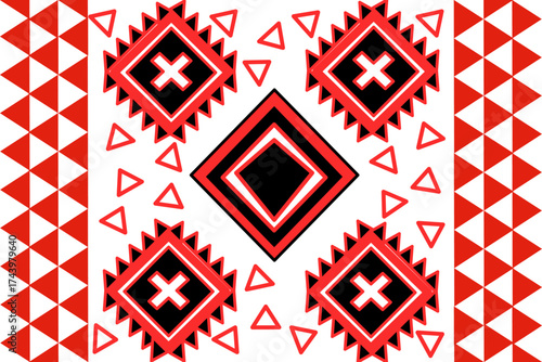 Vibrant tribal pattern with bold symmetry