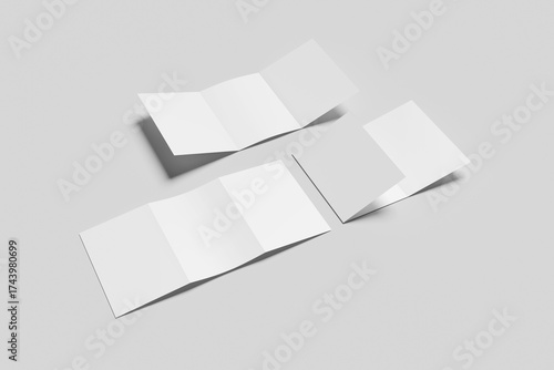 Blank A4 Tri fold Brochure for Mockup - 3D Rendering