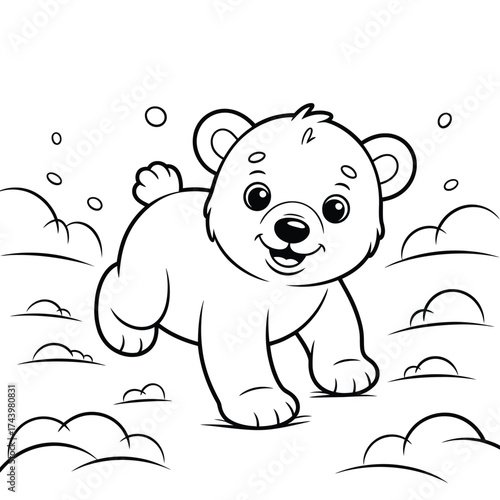Charming polar bear cub vector illustration scalable eps line art for children's designs silhouette vector illustration white background