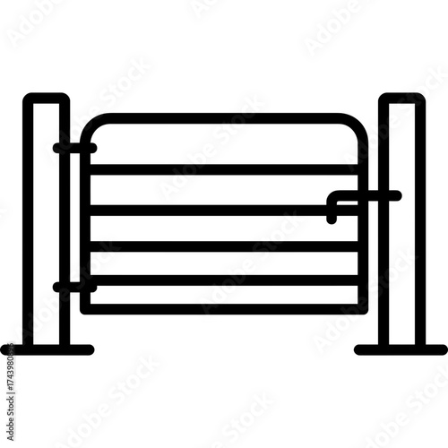 Farm gate metal tubular outline icon vector
