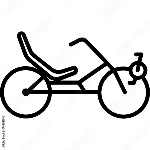 Recumbent bicycle outline icon vector