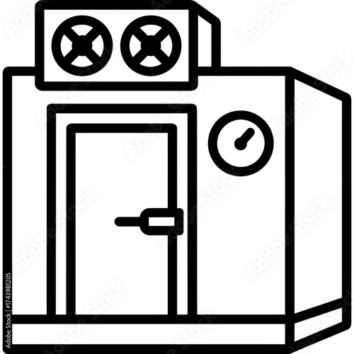 Commercial refrigeration walk-in cooler outline icon vector