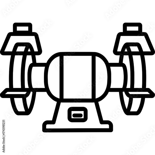 Bench grinder tool sharpening outline icon vector