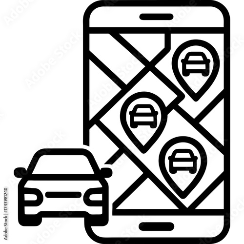 Car sharing app interface outline icon vector