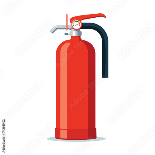 Red fire extinguisher ready for emergency fire safety and protection.