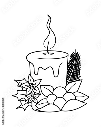 Black-and-white decorative candle Christmas attribute
