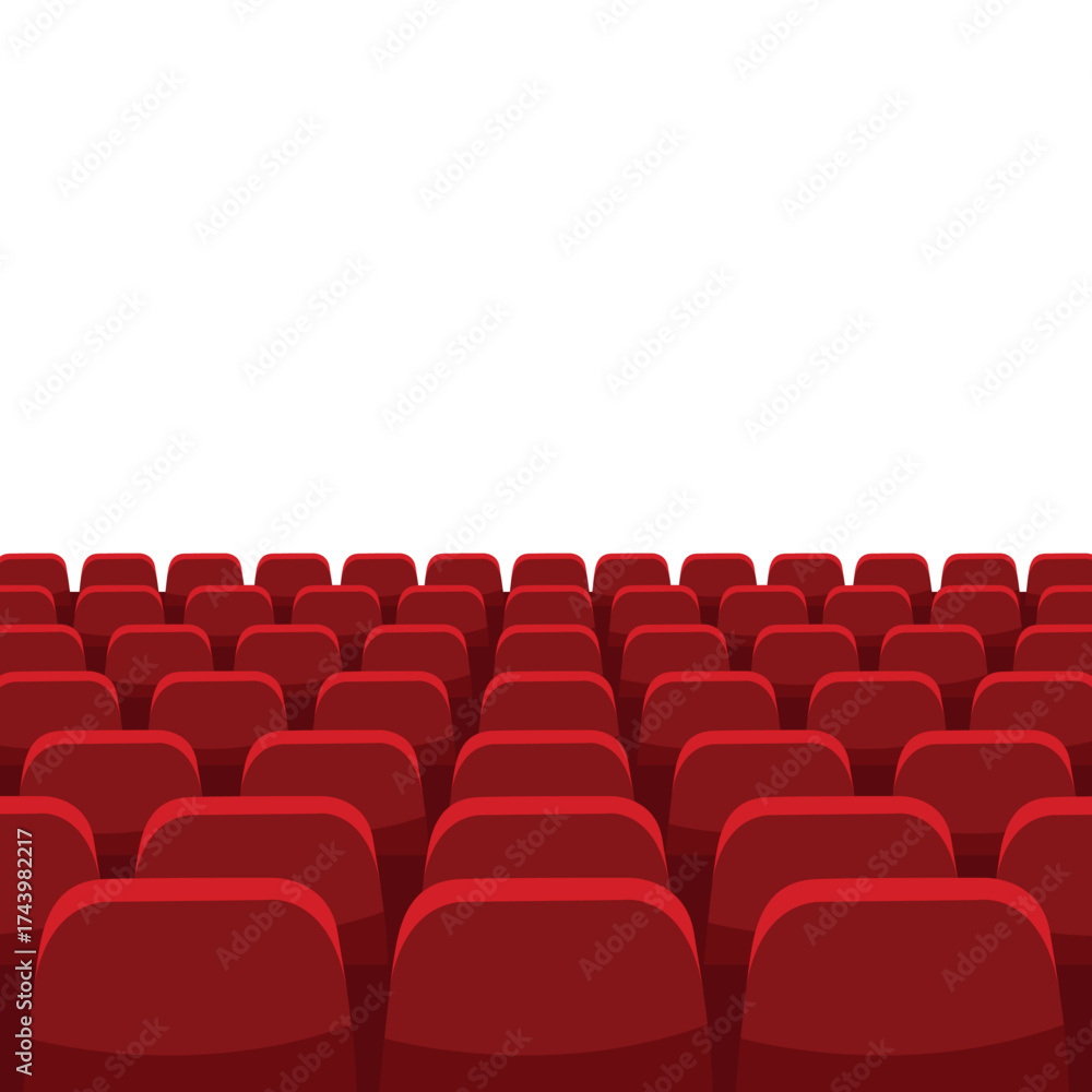 Fototapeta premium Rows of empty red seats in a theater, awaiting a show.