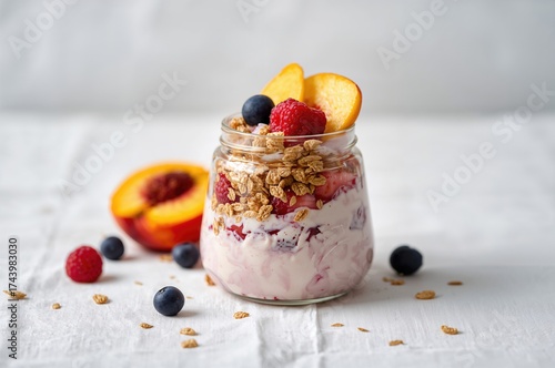 Close-up of yogurt with ber...