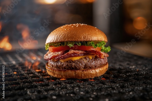 Delicious grilled beef patt...