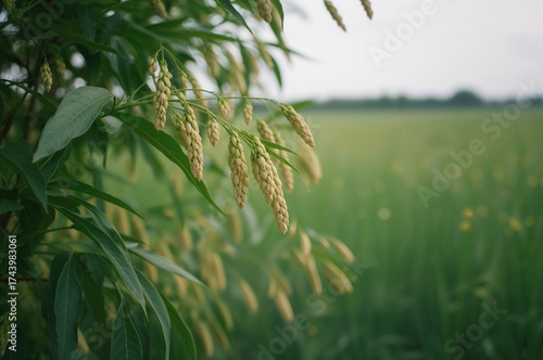 Blooming sesame plant with ...
