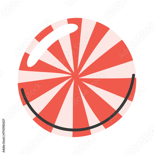 Round caramel candy red stripes