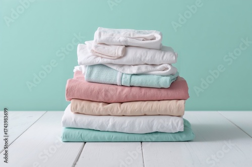 Pile of infant garments on ...