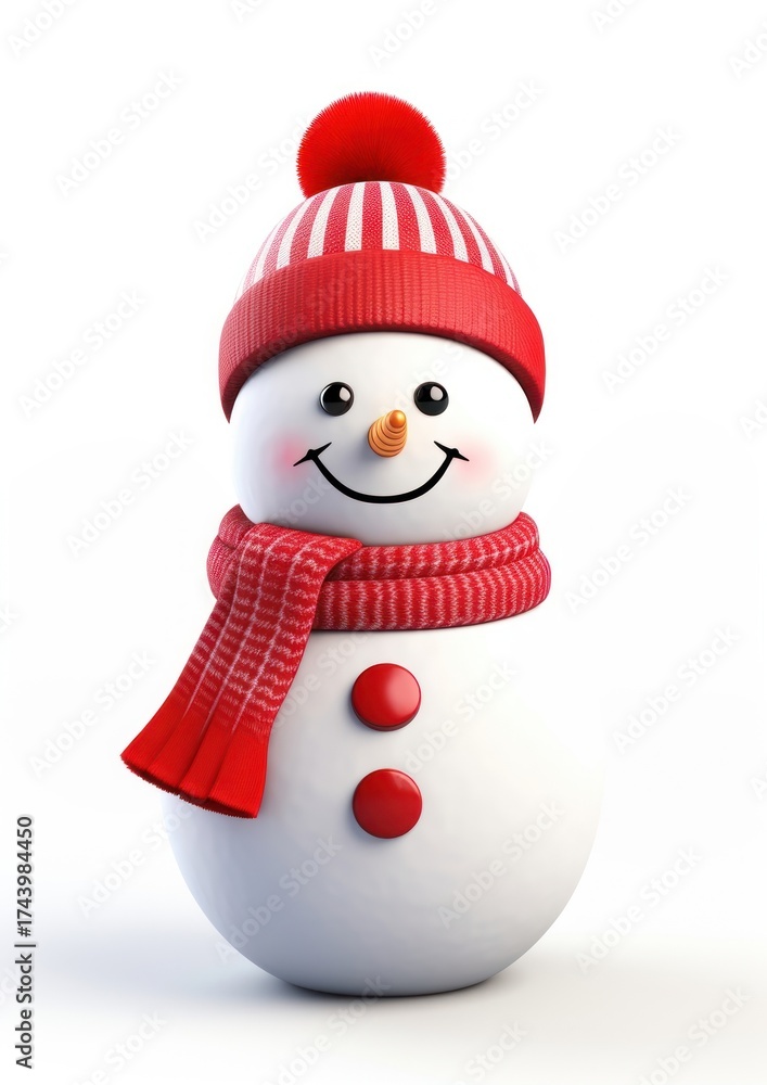 Fototapeta premium Snowman winter illustration decoration.