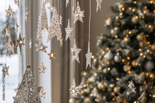 Graceful white paper stars ...