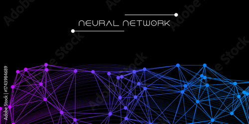 Abstract futuristic background with a glowing digital plexus of connected dots and lines representing a complex data network