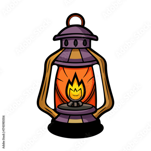 Illustration of a Halloween lantern with the warm glow of a candle