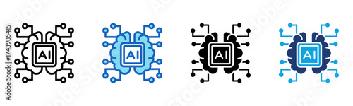 Ai Thinking icon Multi Style Vector Illustration
