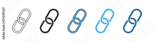 Vector link and chain icon set with isolated buttons and symbols for web, network, and cyberspace. Includes security, connection, attachment, communication, protection, lock, and website elements.