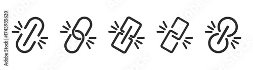 Vector Link and Chain Icons – Network Connection, Security, and Web Communication Symbols