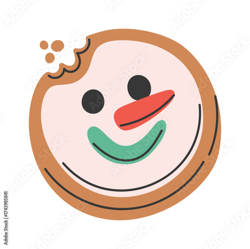 Snowman face Christmas gingerbread cookies