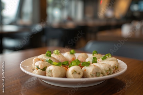 Plate of freshly made sprin...