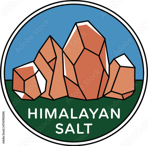 Himalayan pink salt crystals logo design vector illustration