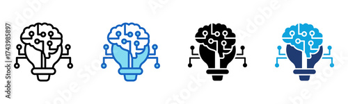 Smart Brain icon Multi Style Vector Illustration