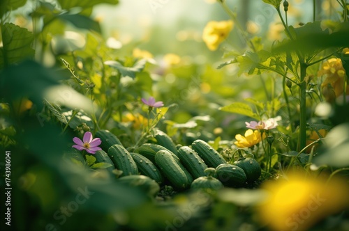 Miniature cucumbers growing...