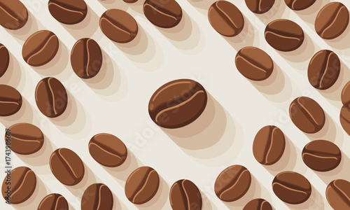 Delicious coffee beans scattered on a bright surface, perfect for a cafe menu or coffee shop promotion