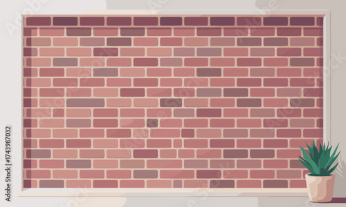 Charming brick wall texture with plant pot for cozy interior design inspiration and creative projects