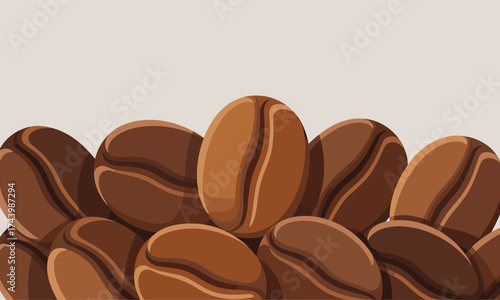 Fresh roasted coffee beans background for cafe menus or coffee shop promotions and social media posts