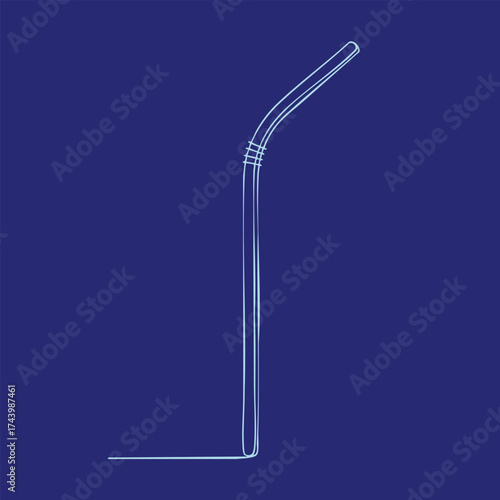 Minimalist white straw with flexible bend and multiple ridges on a dark blue , emphasizing simplicity and modern design elements