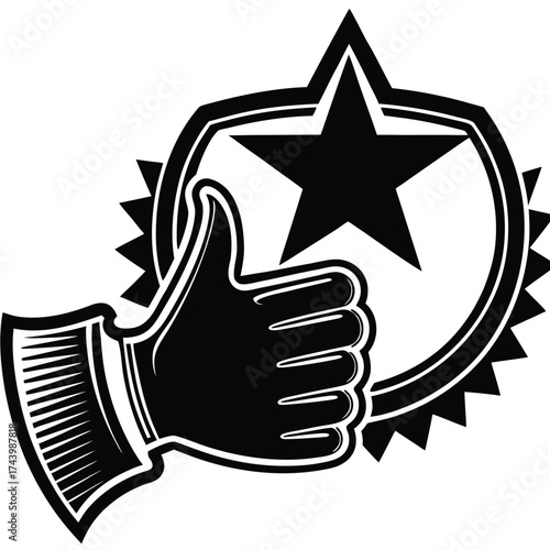 flat vector thumbs up and star combo icons for rev.eps