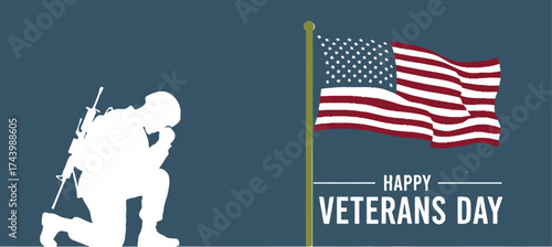 Happy veterans day honoring us military veterans and flag image