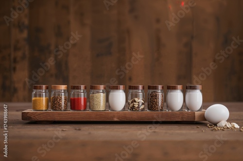 Wooden-lidded spice contain...