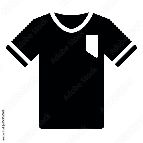 Black Short Sleeved TShirt with Pocket and White Trim Illustration